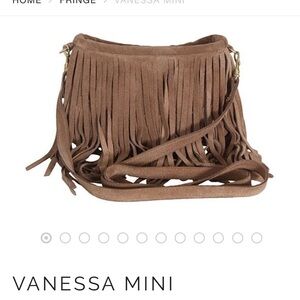 JJ Winter BROWN Vanessa Mini Fringe Bag with Suede Texture